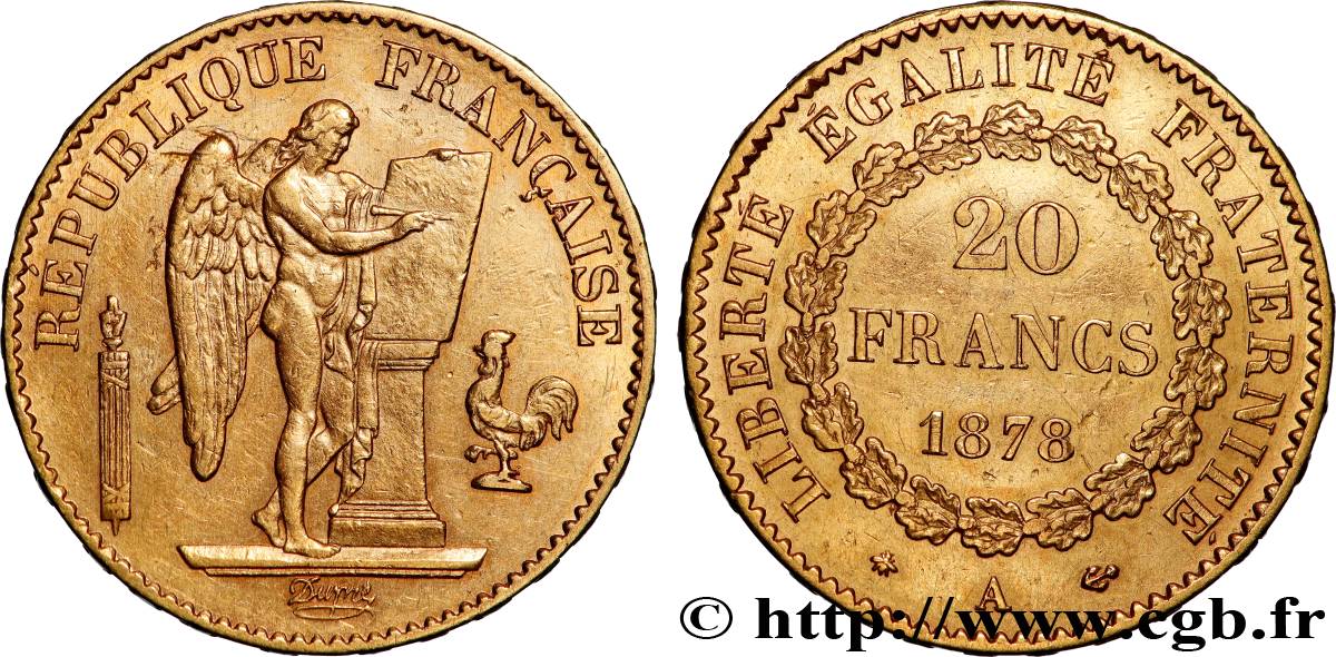 20 francs or Génie, Troisième République 1878 Paris F.533/6 TTB 