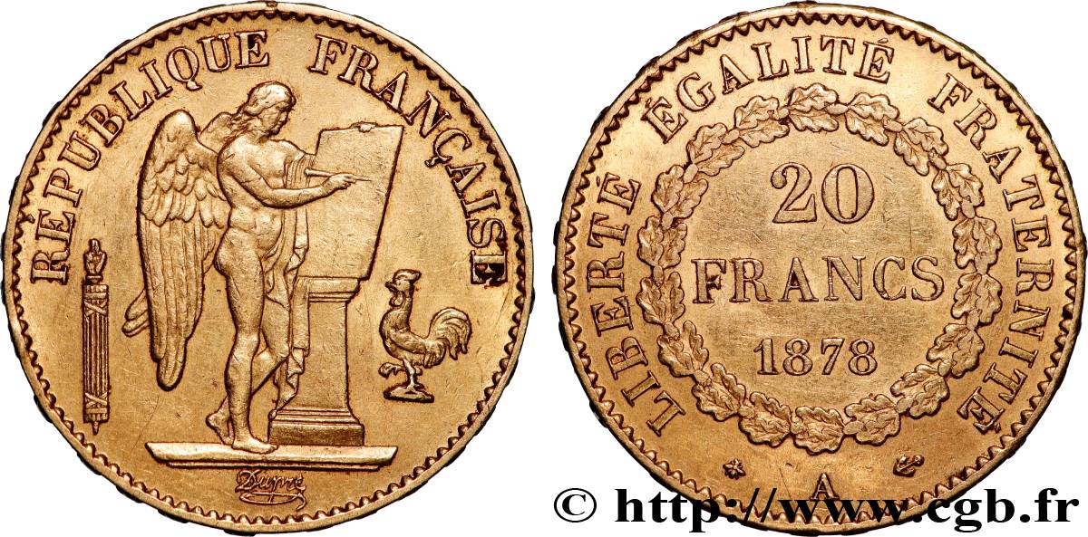 20 francs or Génie, Troisième République 1878 Paris F.533/6 TTB 