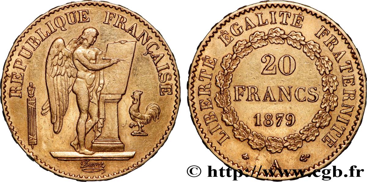 20 francs or Génie, Troisième République 1879 Paris F.533/7 TTB 