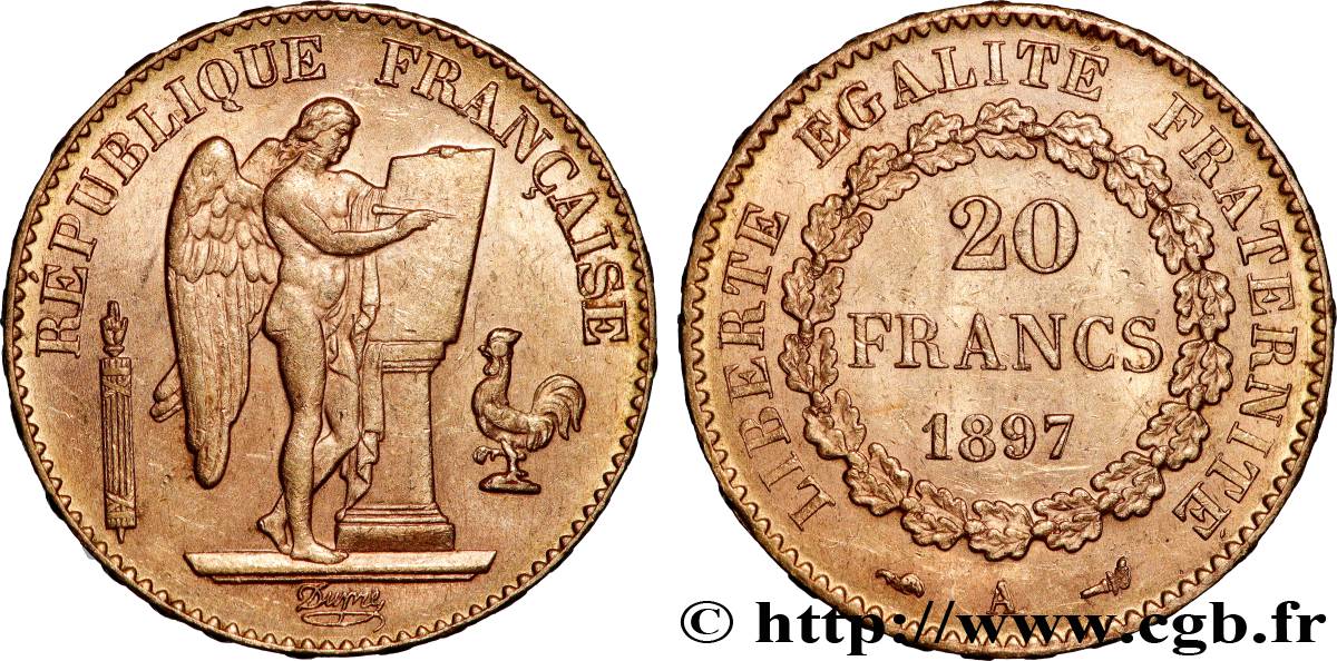 20 francs or Génie, Troisième République 1897 Paris F.533/22 SUP 