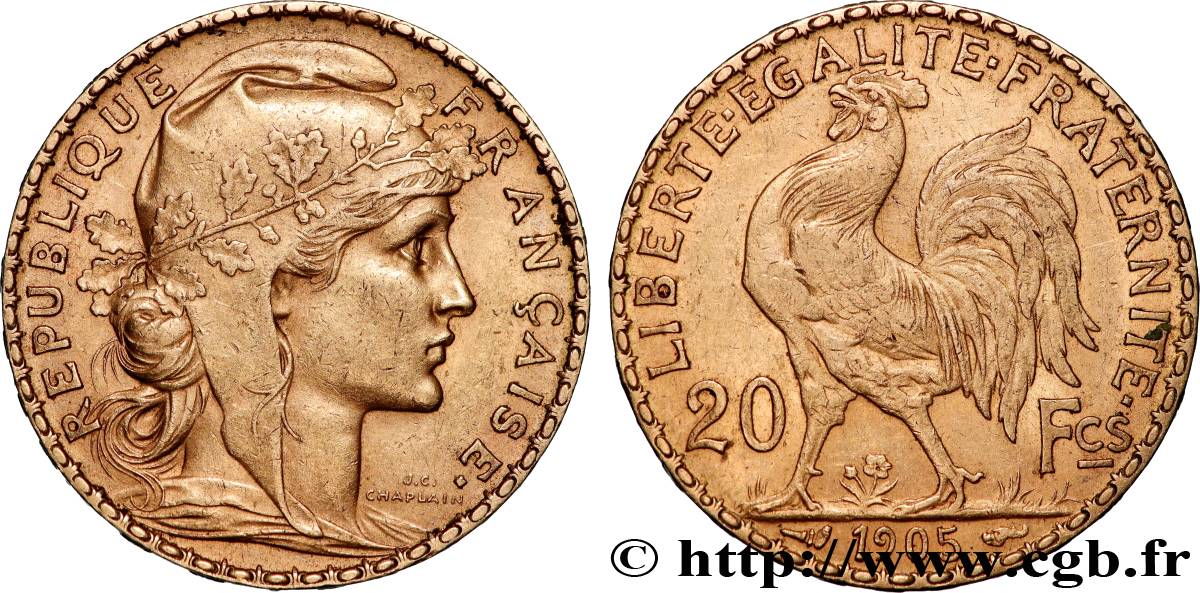 20 francs or Coq, Dieu protège la France 1905 Paris F.534/10 TTB+ 