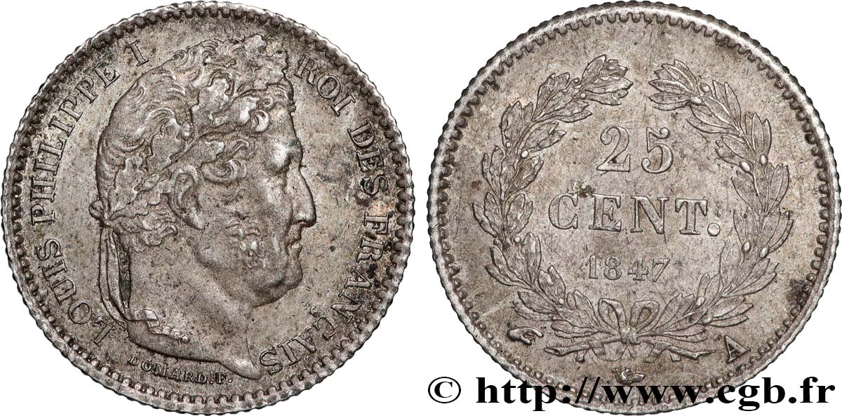 25 centimes Louis-Philippe 1847 Paris F.167/9 AU 