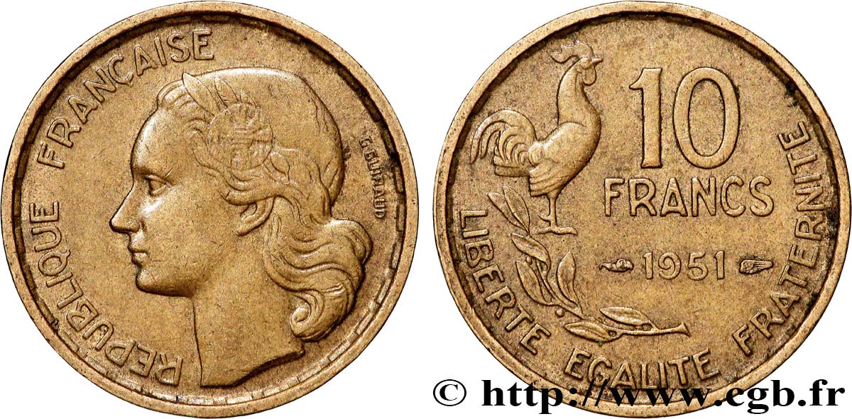 10 francs Guiraud 1951  F.363/4 AU 