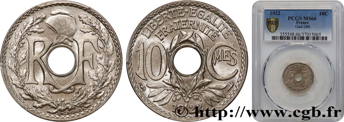 10 centimes Lindauer 1922  F.138/6 FDC66 PCGS