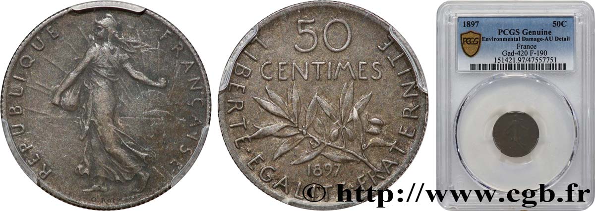 50 centimes Semeuse 1897 Paris F.190/1 TTB+ PCGS