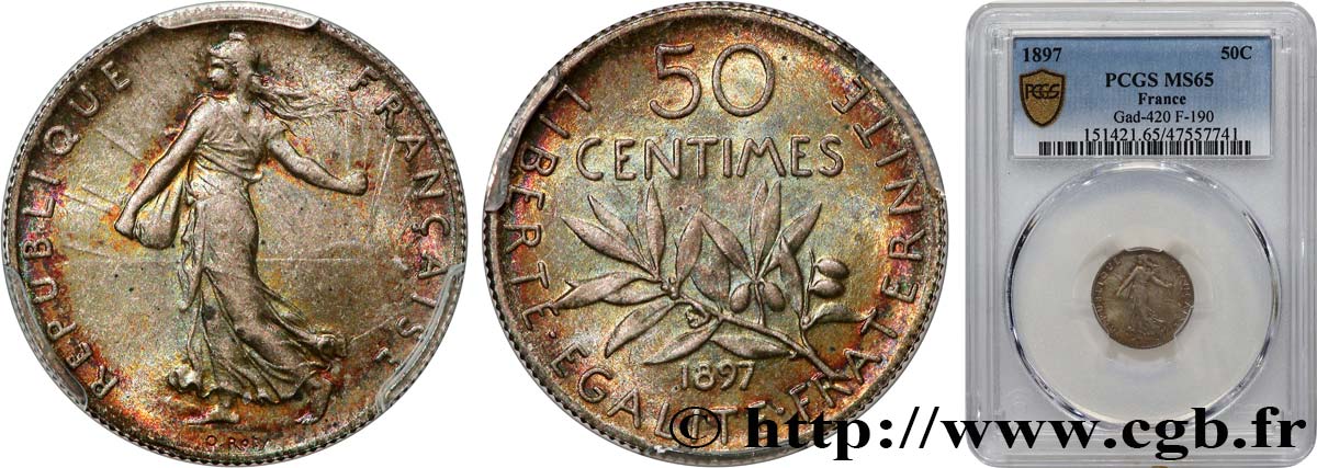 50 centimes Semeuse 1897 Paris F.190/1 FDC65 PCGS