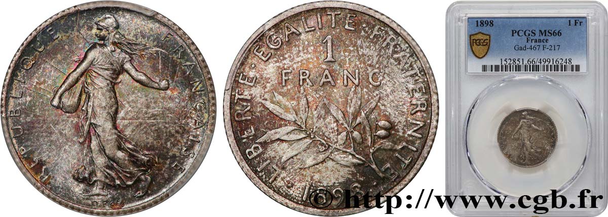 1 franc Semeuse 1898 Paris F.217/1 FDC66 PCGS