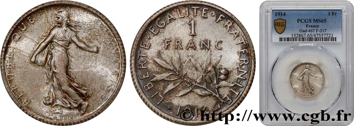 1 franc Semeuse 1914 Paris F.217/19 MS65 PCGS