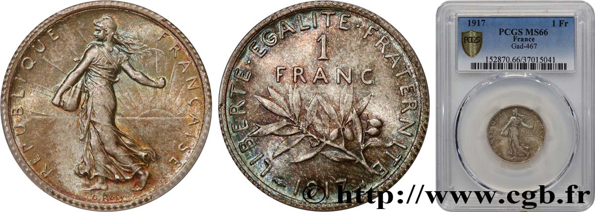 1 franc Semeuse 1917  F.217/23 MS66 PCGS