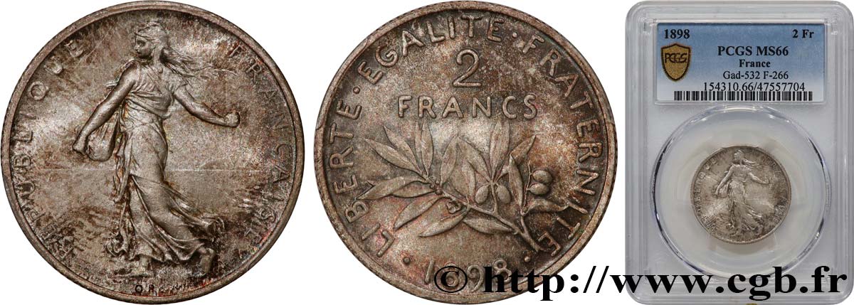 2 francs Semeuse 1898  F.266/1 FDC66 PCGS