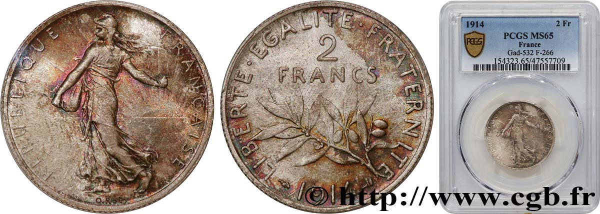 2 francs Semeuse 1914  F.266/15 FDC65 PCGS