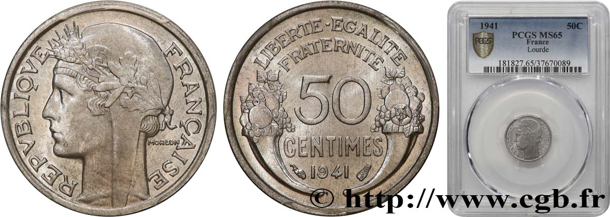 50 centimes Morlon, lourde 1941  F.193/2 FDC65 PCGS