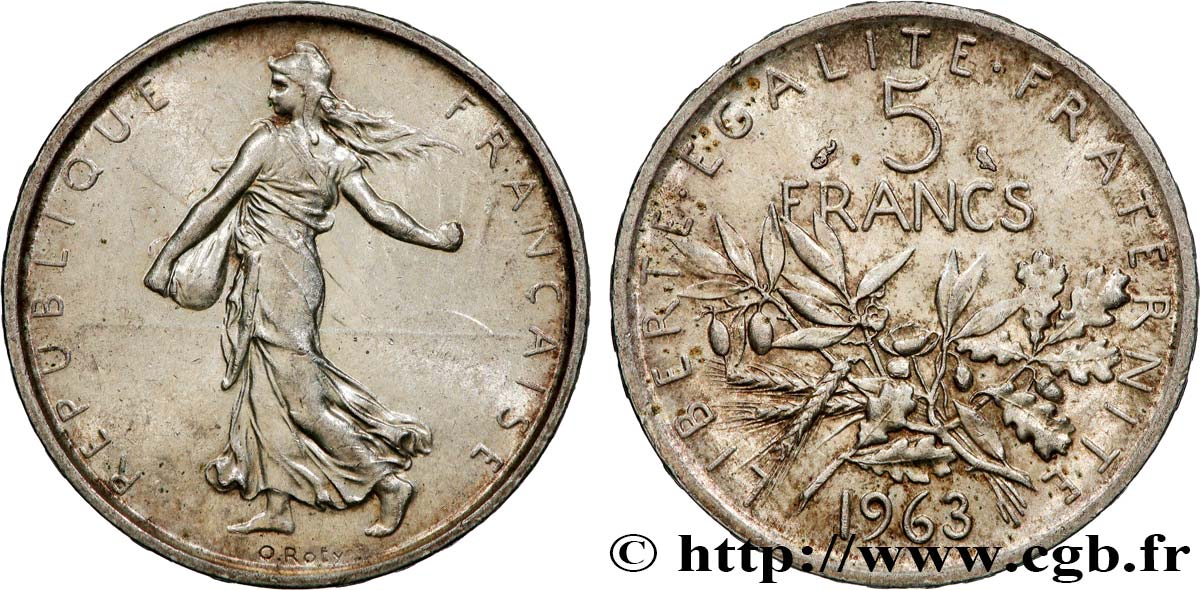 5 francs Semeuse, argent 1963 Paris F.340/7 SUP 