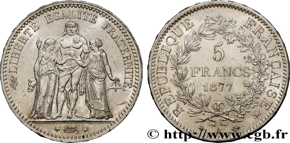5 francs Hercule 1877 Paris F.334/19 SUP 