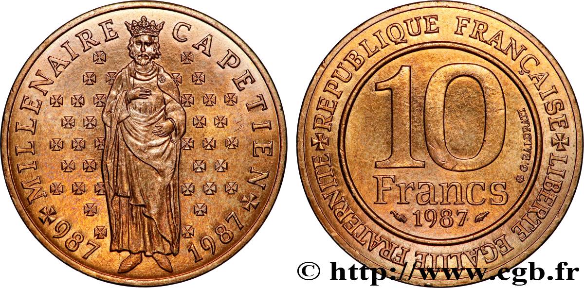 10 francs Millénaire Capétien 1987  F.371/2 MS 