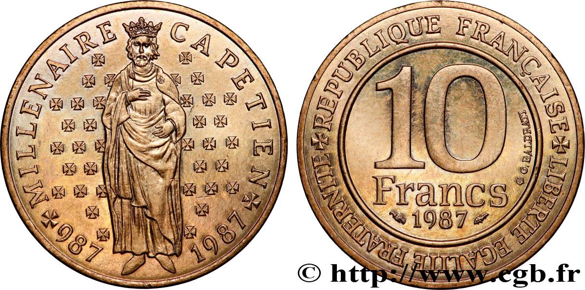10 francs Millénaire Capétien 1987  F.371/2 MS 