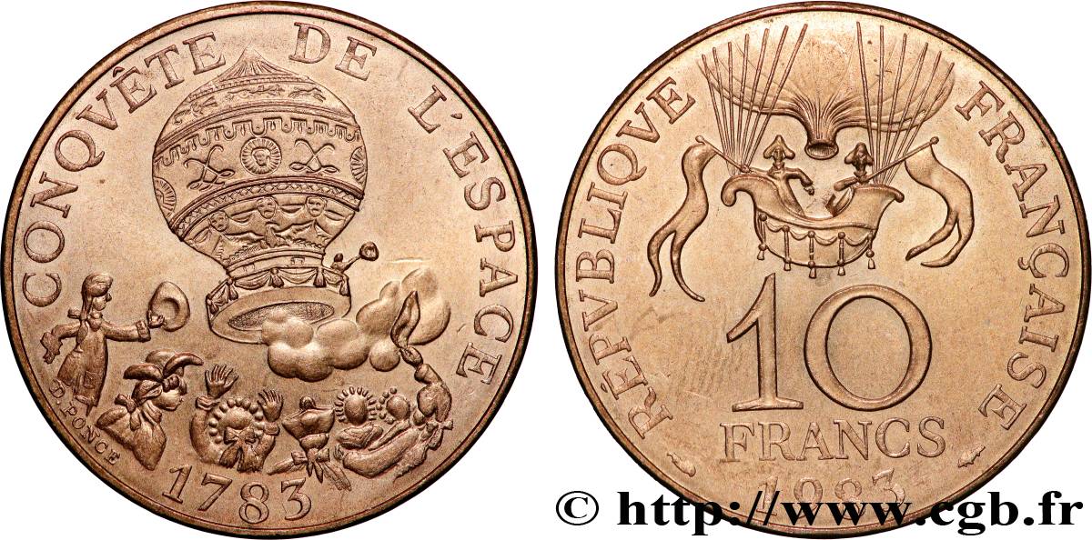 10 francs Conquête de l’Espace, Tranche A 1983  F.367/2 fST 