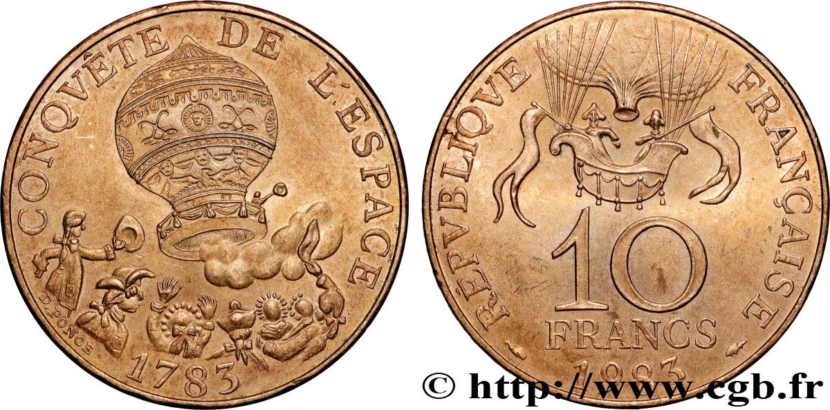 10 francs Conquête de l’Espace, Tranche A 1983  F.367/2 MS 