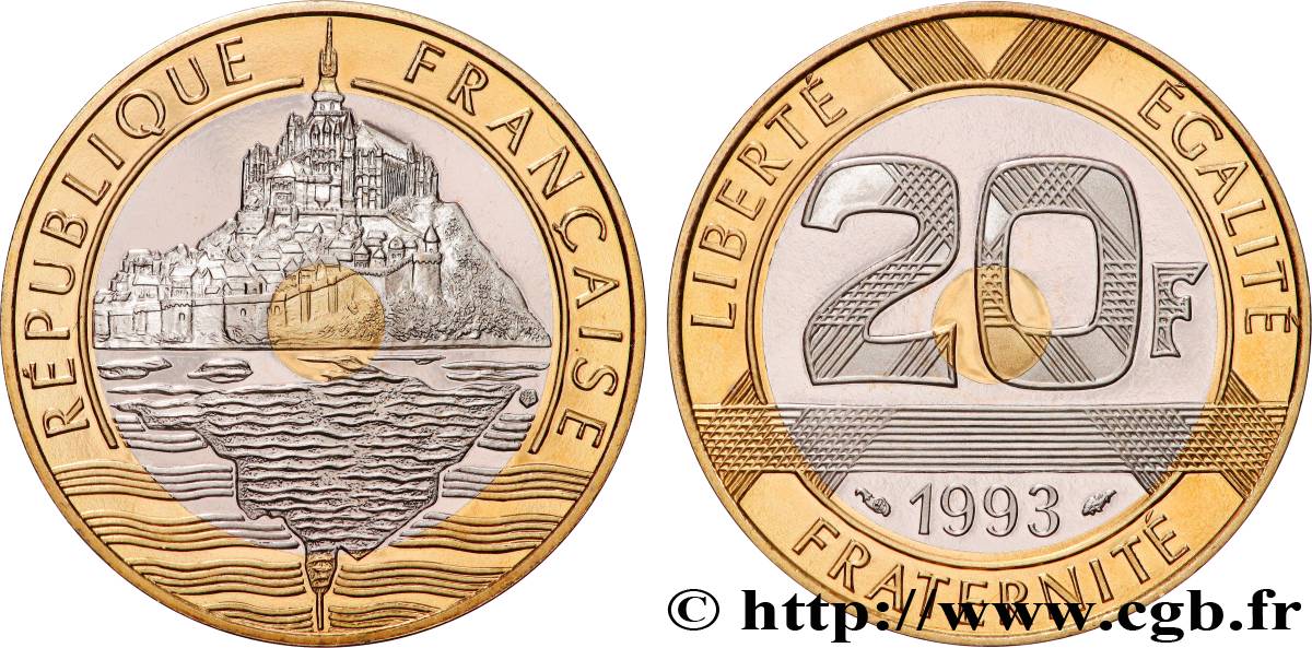 20 francs Mont Saint-Michel, Belle Épreuve 1993 Pessac F.403/7 var. FDC 