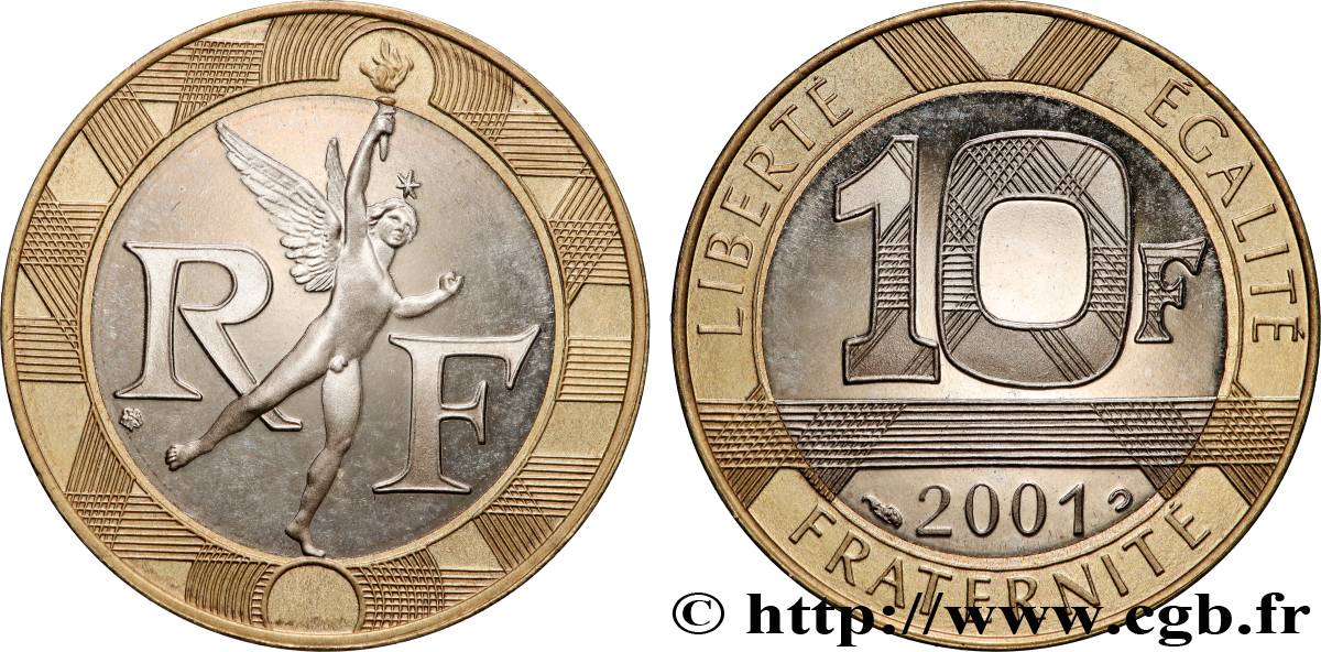 10 francs Génie de la Bastille, BE (Belle Épreuve) 2001 Pessac F.375/18 var. SPL 