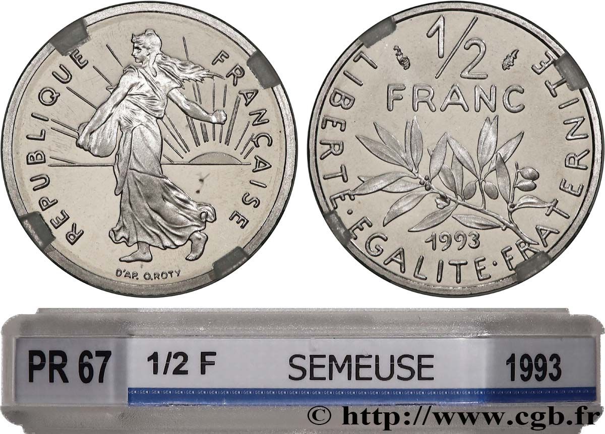 1/2 franc Semeuse, Belle Épreuve 1993 Pessac F.198/34 var. FDC67 GENI