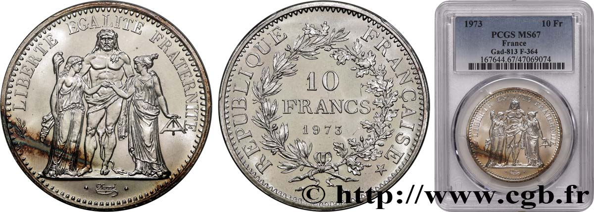 10 francs Hercule 1973  F.364/12 MS67 PCGS