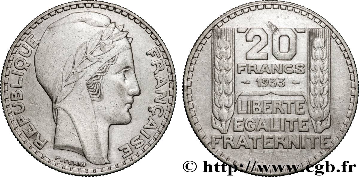 20 francs Turin, rameaux courts 1933  F.400/4 SS 