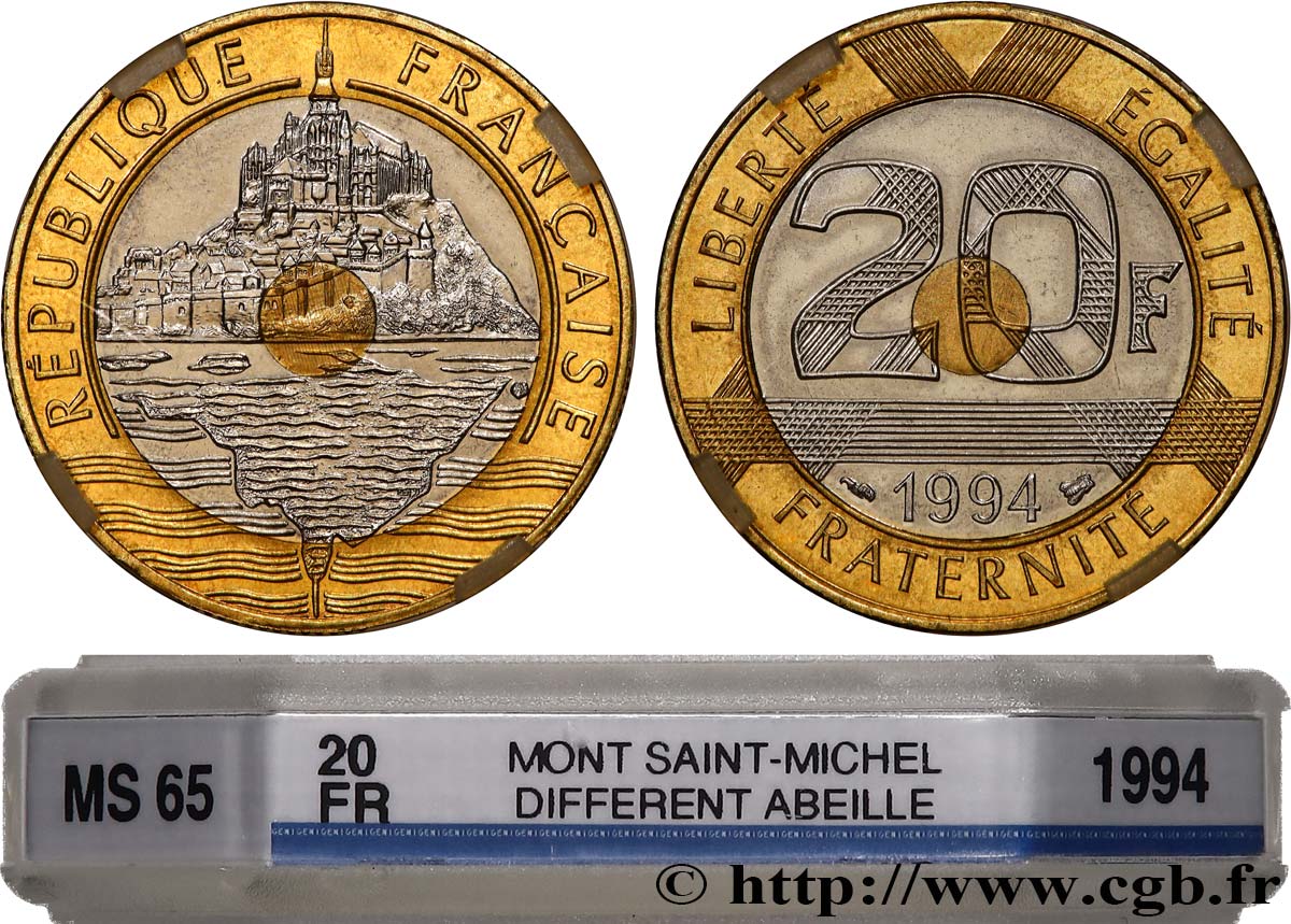 20 francs Mont Saint-Michel, différent abeille 1994 Pessac F.403/10 FDC65 GENI