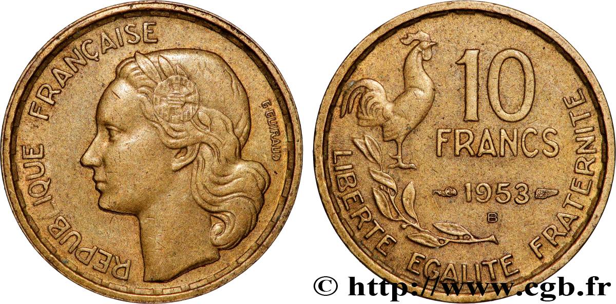 10 francs Guiraud 1953 Beaumont-Le-Roger F.363/9 TTB+ 