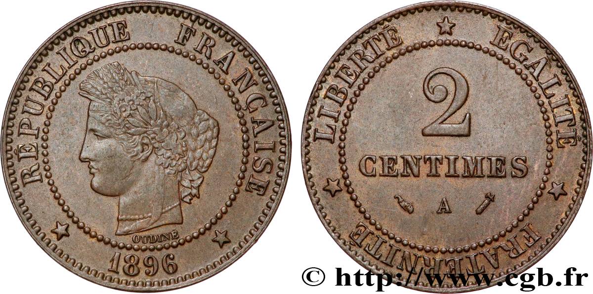 2 centimes Cérès 1896 Paris F.109/22 VZ+ 
