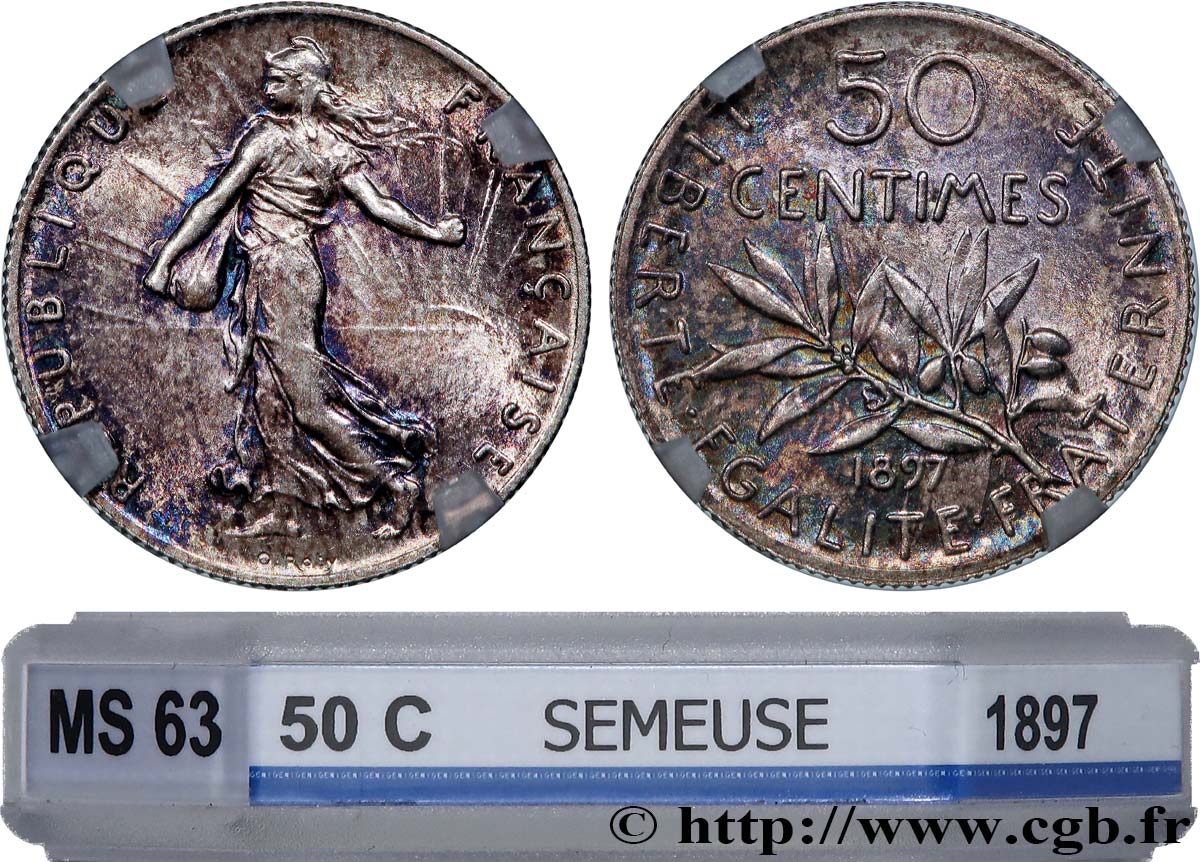 50 centimes Semeuse 1897 Paris F.190/1 MS63 GENI