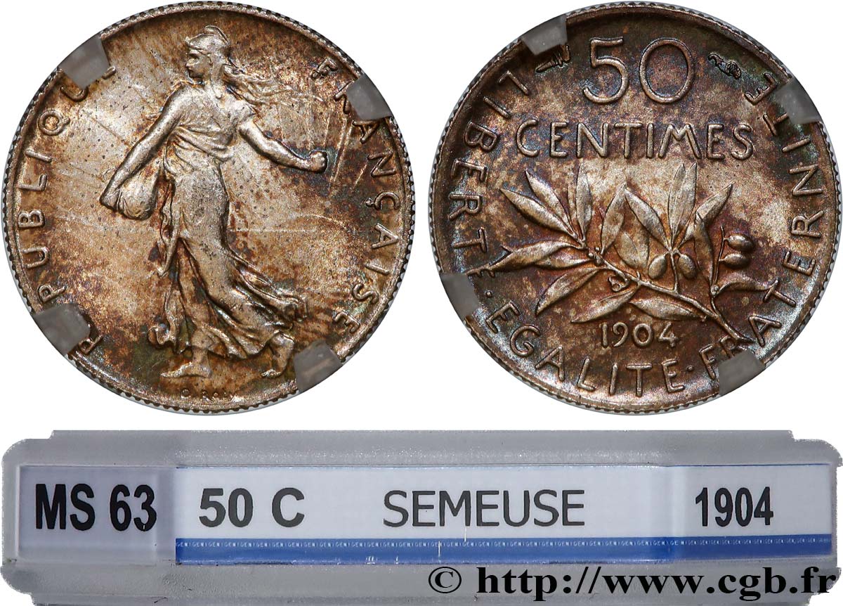 50 centimes Semeuse 1904  F.190/11 fST63 GENI