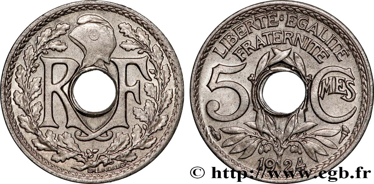 5 centimes Lindauer, petit module 1924 Paris F.122/8 SPL63 