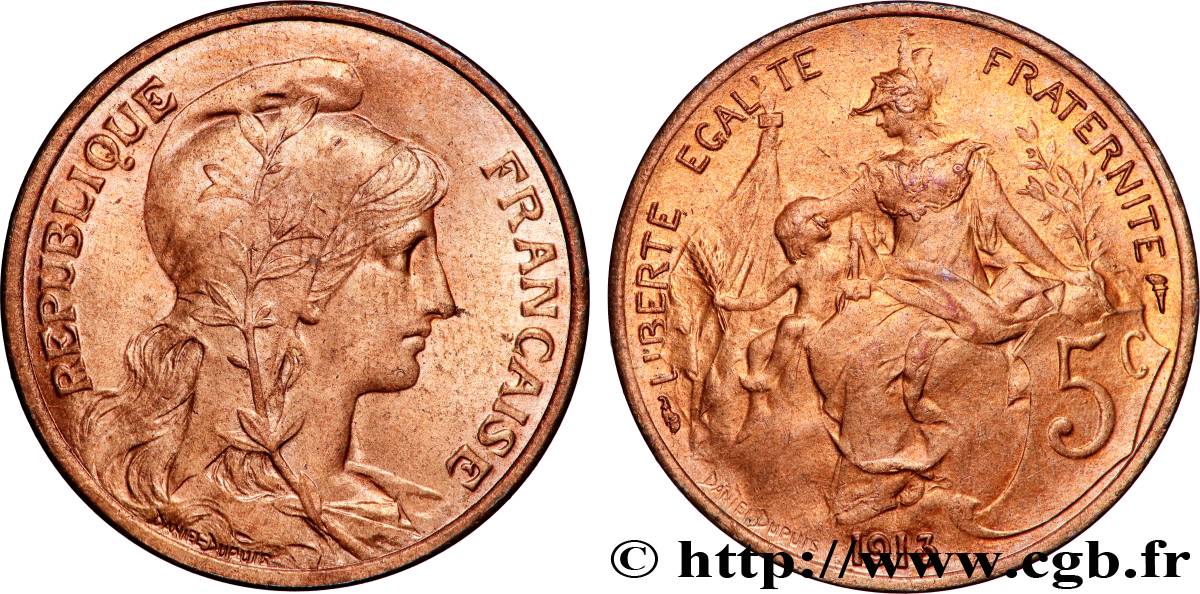 5 centimes Daniel-Dupuis 1913  F.119/25 SPL64 