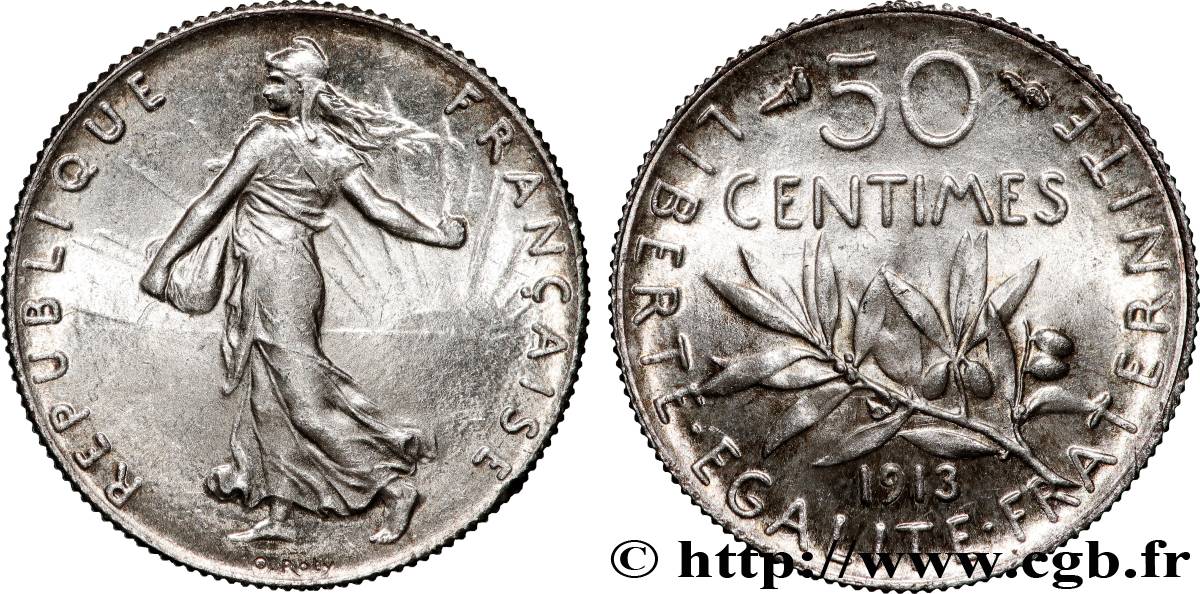 50 centimes Semeuse 1913 Paris F.190/20 SPL63 