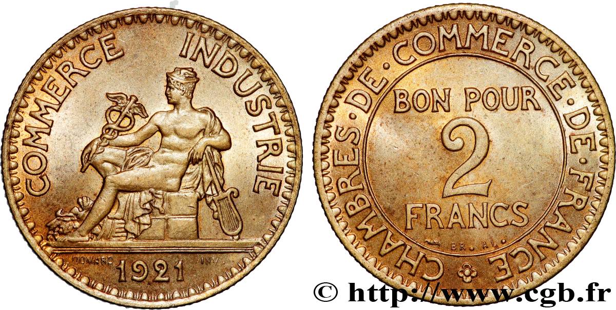 2 francs Chambres de Commerce 1921  F.267/3 SPL63 