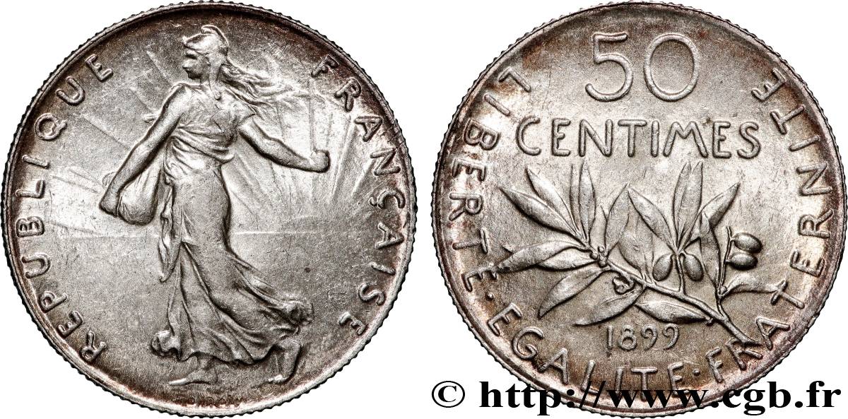 50 centimes Semeuse 1899  F.190/5 AU55 