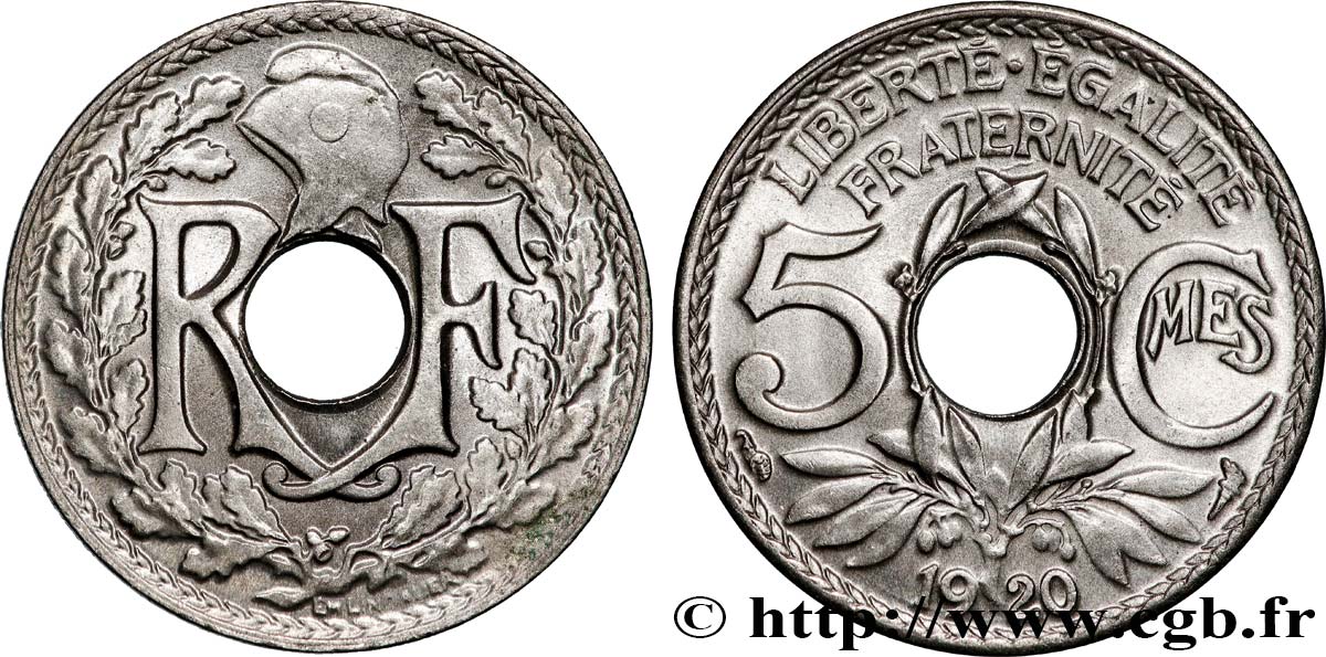 5 centimes Lindauer, grand module 1920  F.121/4 MS65 
