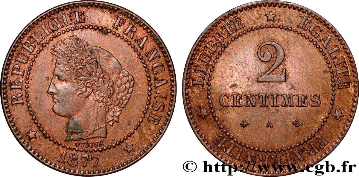 2 centimes Cérès 1877 Paris F.109/2 fVZ 