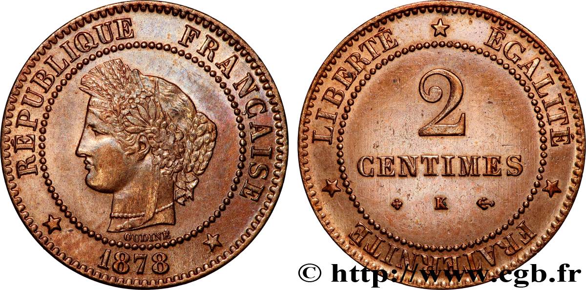 2 centimes Cérès 1878 Bordeaux F.109/4 SUP+ 