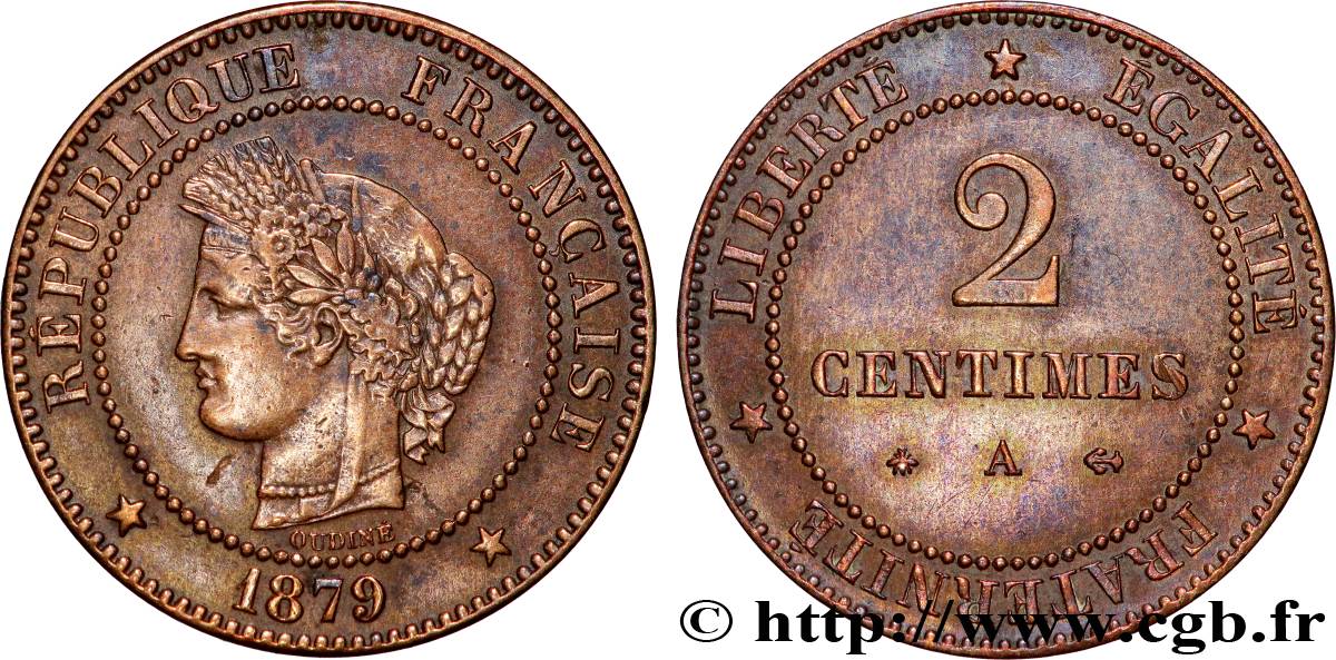 2 centimes Cérès 1879 Paris F.109/6 MBC 