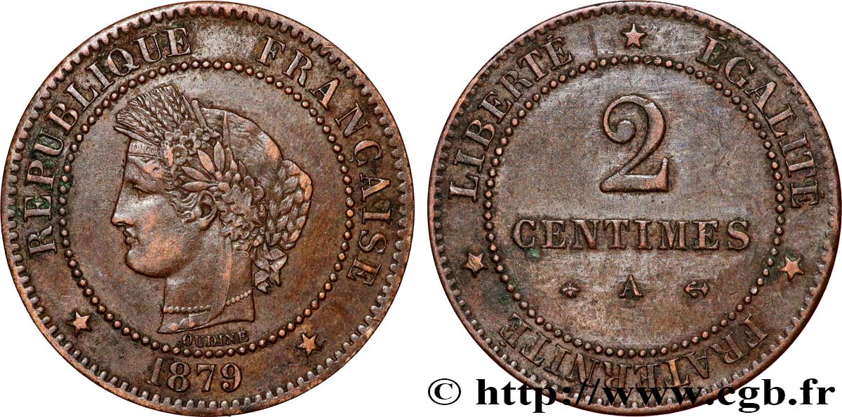 2 centimes Cérès 1879 Paris F.109/6 XF 