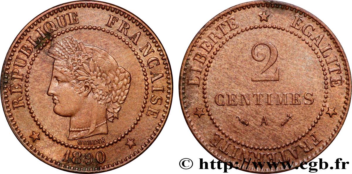 2 centimes Cérès 1890 Paris F.109/16 q.SPL 
