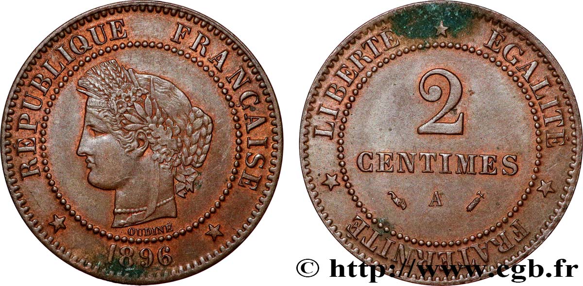 2 centimes Cérès 1896 Paris F.109/22 AU 