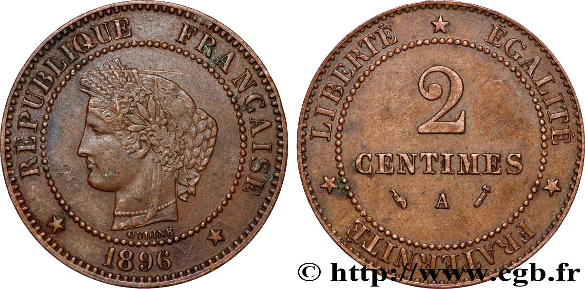2 centimes Cérès 1896 Paris F.109/22 TTB+ 