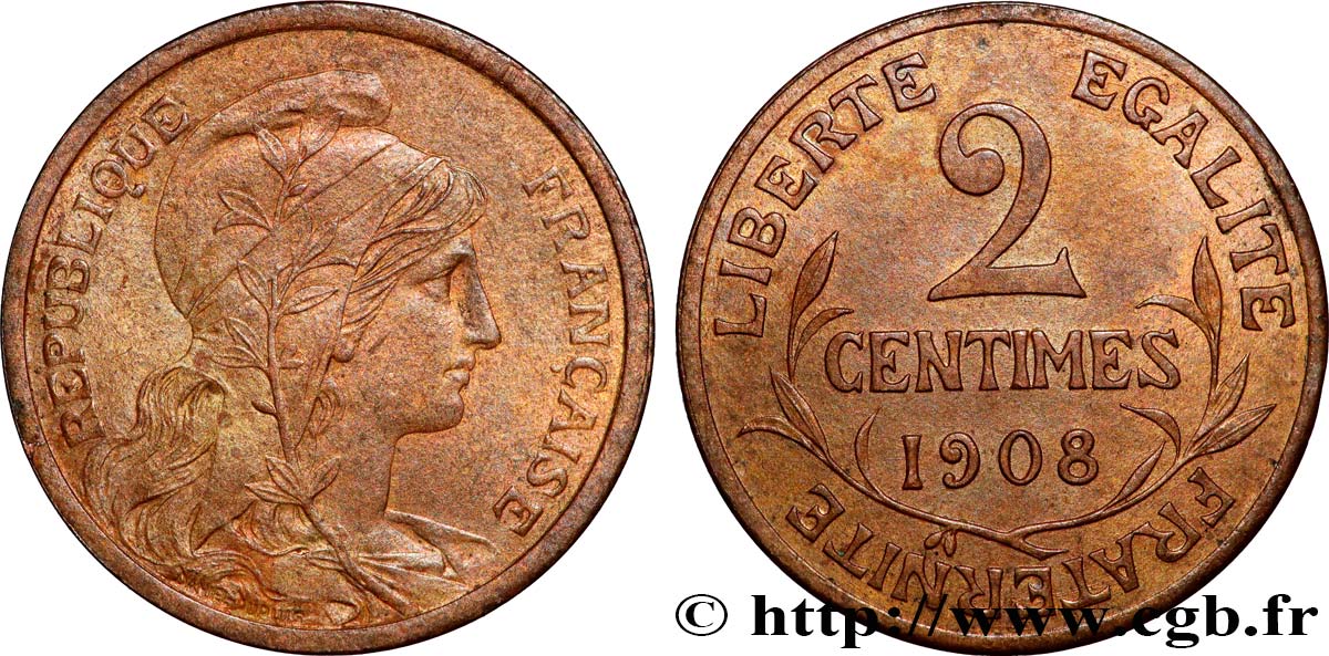 2 centimes Daniel-Dupuis 1908 Paris F.110/11 AU 