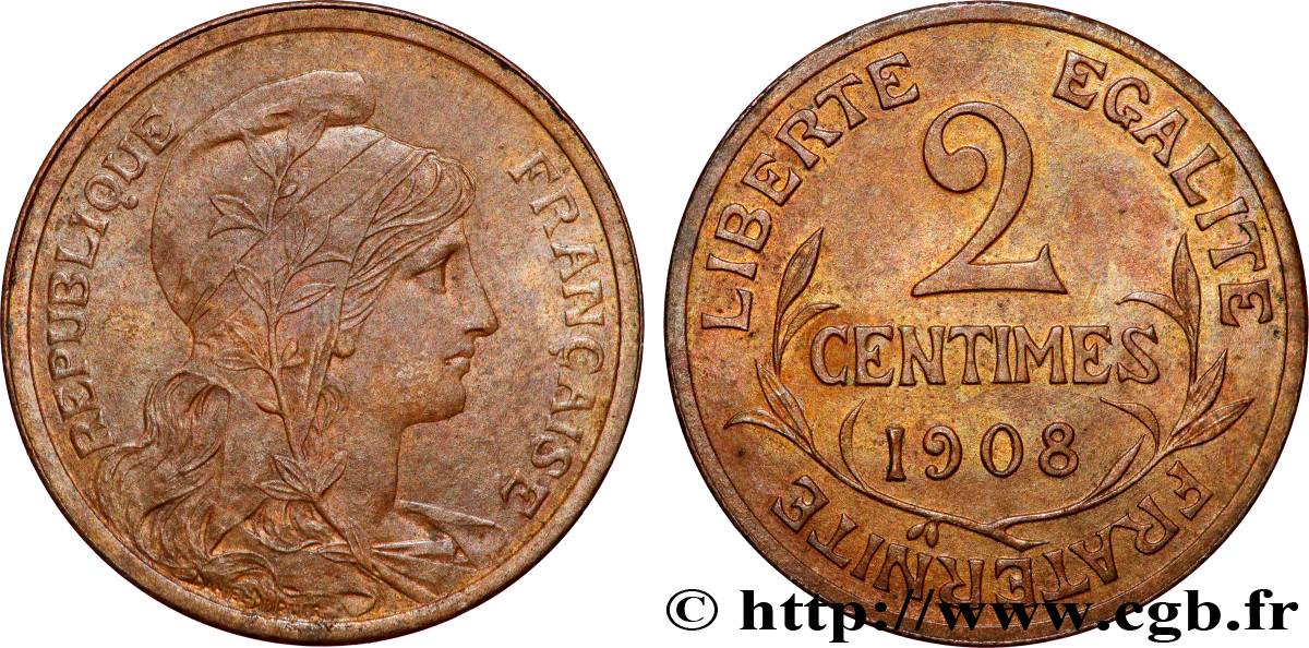 2 centimes Daniel-Dupuis 1908 Paris F.110/11 q.SPL 