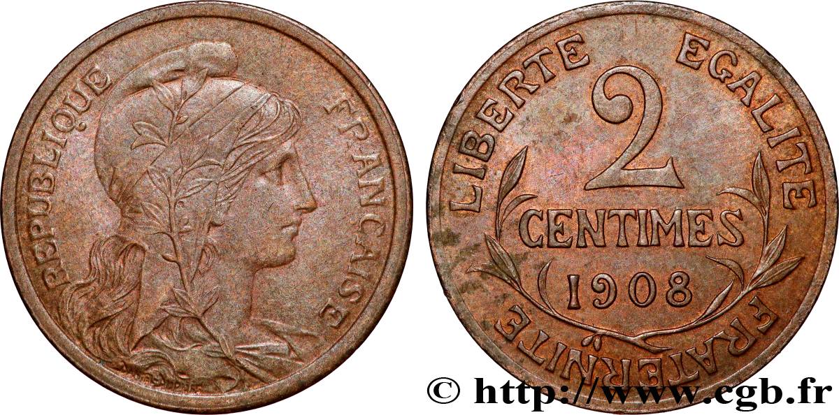 2 centimes Daniel-Dupuis 1908 Paris F.110/11 AU 