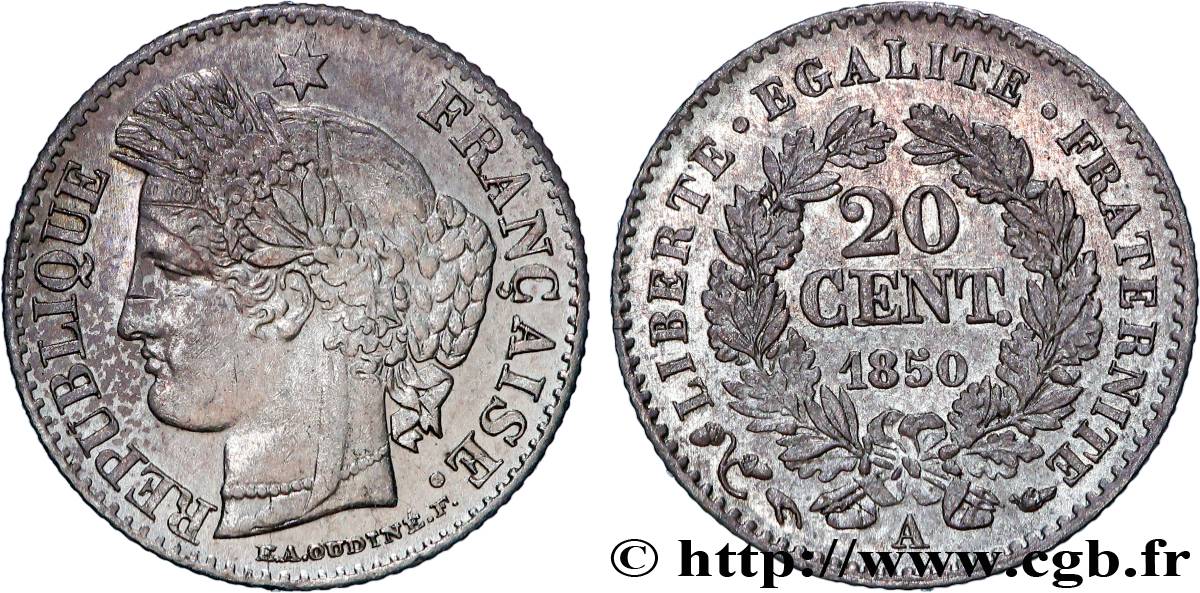 20 centimes Cérès, IIe République 1850 Paris F.146/2 AU 