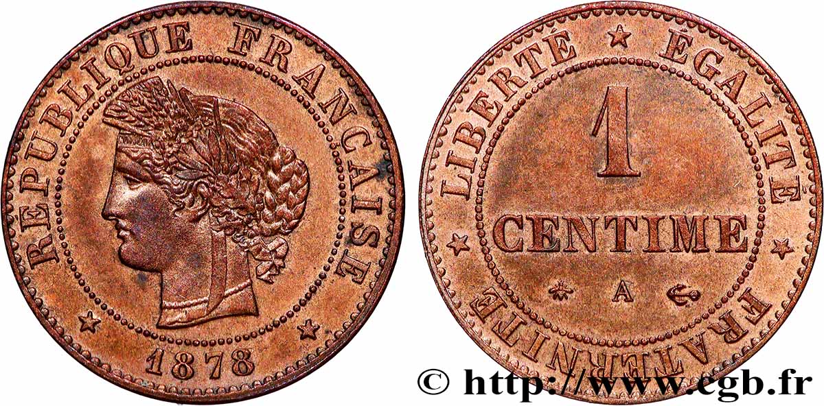 1 centime Cérès 1878 Paris F.104/7 MS 